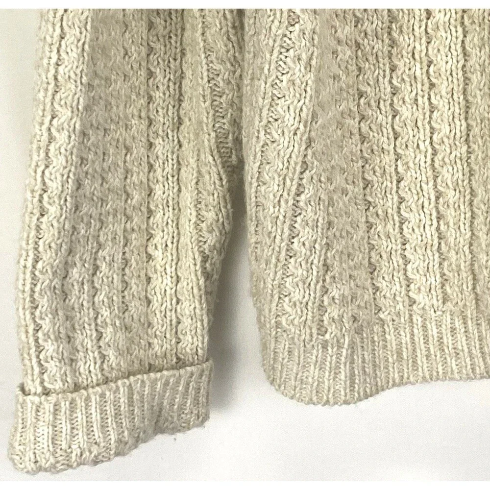 Jennifer Moore Women's Sweater Size M Ivory Open Knit Chunky Full Zip Collar LS
